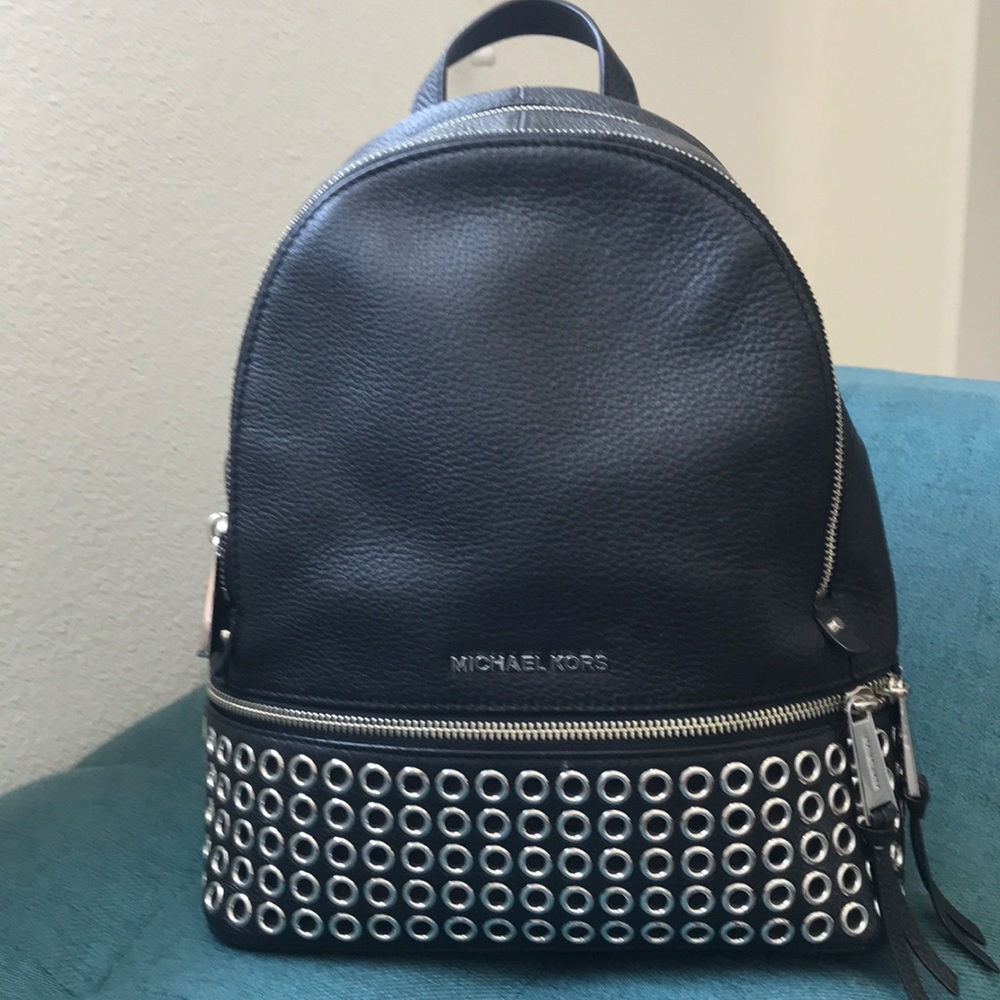 Michael Kors Rhea Black Leather Back Pack